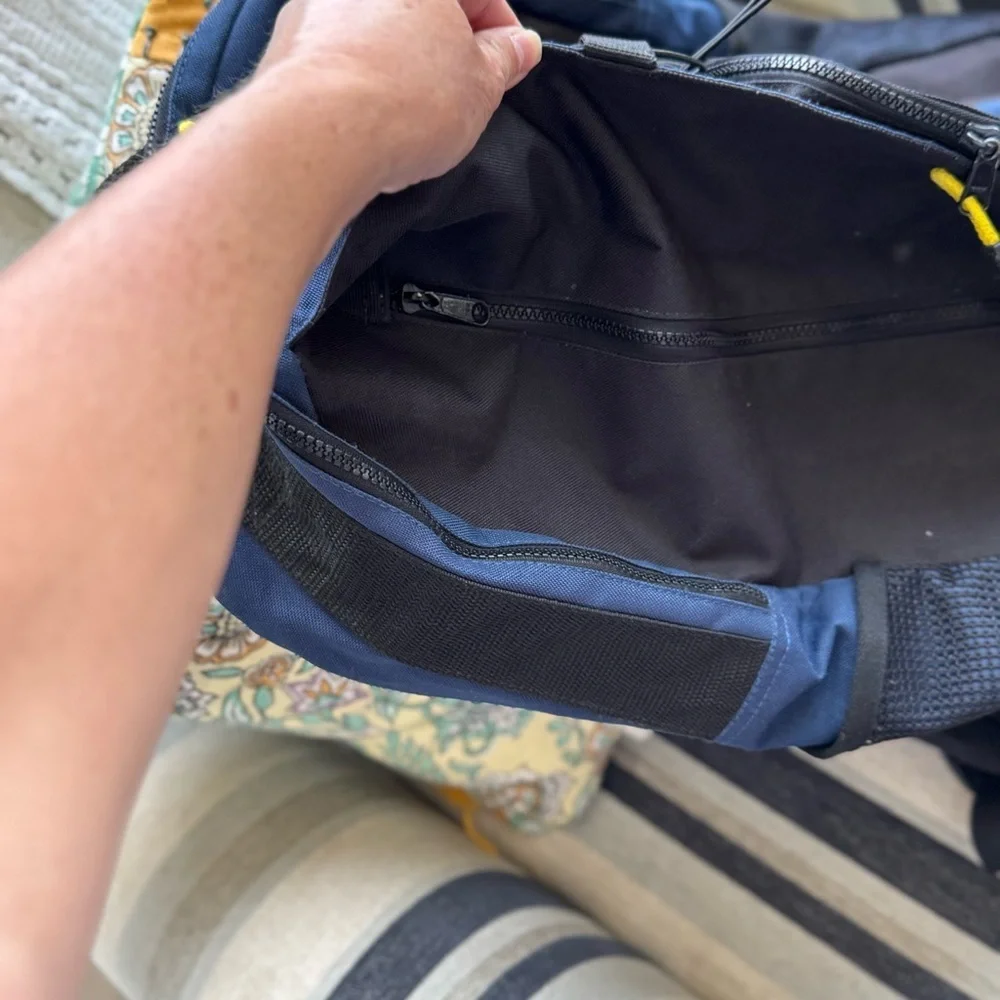 Yak Pak Blue and Black Backpack with Yellow Details
